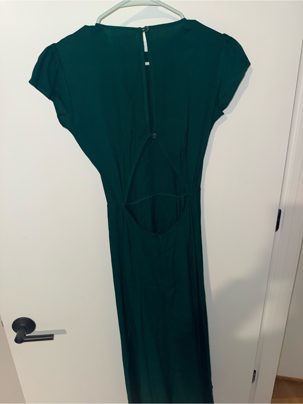 Reformation Deep Emerald Green Backless Maxi Dress